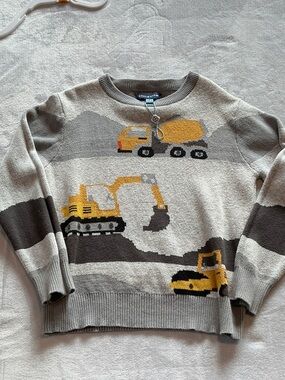 Andy & Evan Boys Gray and Yellow Construction Truck Sweater